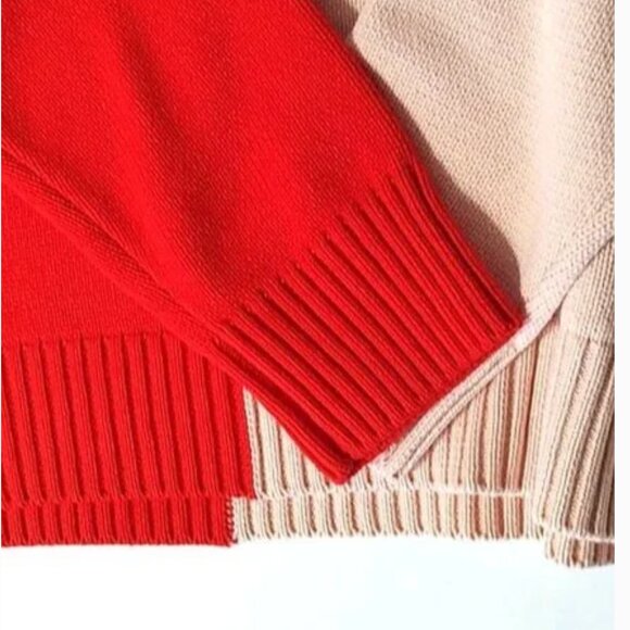 BNWT Kerri Rosenthal Heart Color block V-Neck Sweater M - Picture 4 of 6